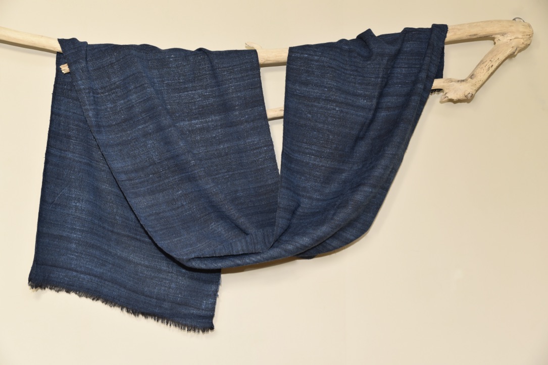 Sjaal van zijde/katoen mix donkerblauw